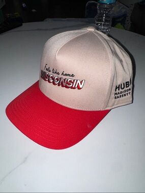Wisconsin Embroidered Two-Tone Cap - Red Brim